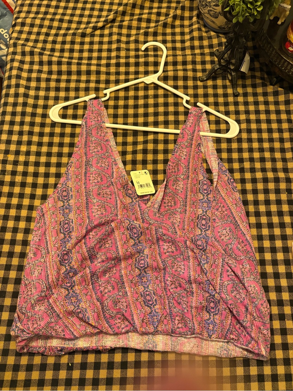 Free People Women’s Pink Paisley V-Neck Tank Top NWT
